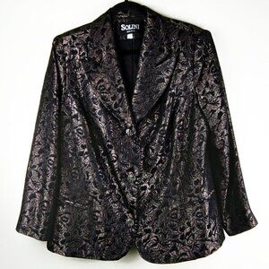 Solini NY Gold/Silver on Black Brocade Vintage 80's Cocktail  Blazer Sz14